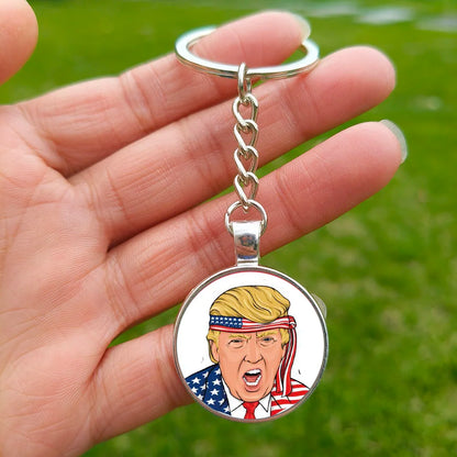 2024 Flag Keychain Save America Again Creative Glass Cabochon Pendant Key Chains for Men Women Keyring Style 6