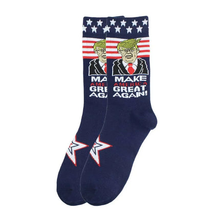 2024 President Donald Trump Spoof Funny Socks Men Women Character Abstract 3D Fake Hair Trump Crew Sokken Homme Dropship 21