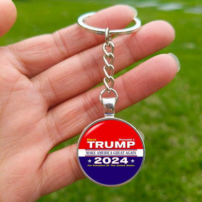 2024 Flag Keychain Save America Again Creative Glass Cabochon Pendant Key Chains for Men Women Keyring Style 5