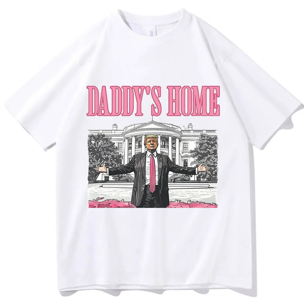 Daddy's Home 2024 O-Neck Short Sleeve Shirts white