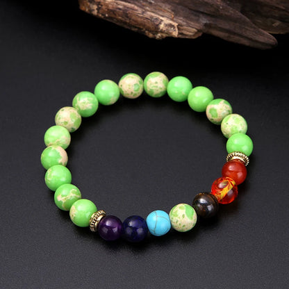 Natural Lava stone beads Healing Balance Chakra charm bracelet 8mm tiger eye bead Tibetan Buddha Prayer Bracelet Green