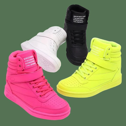 Woman Breathable High Top Black White Pink Neon