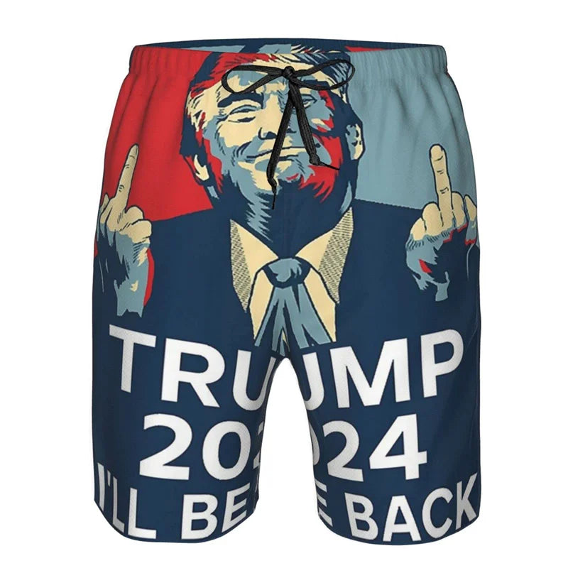 New In Donald Trump Beach Shorts For Men American President Trump 2024 Swimming Trunks Surfing Board Shorts Male Street Clothes Shorts -ZXA34549