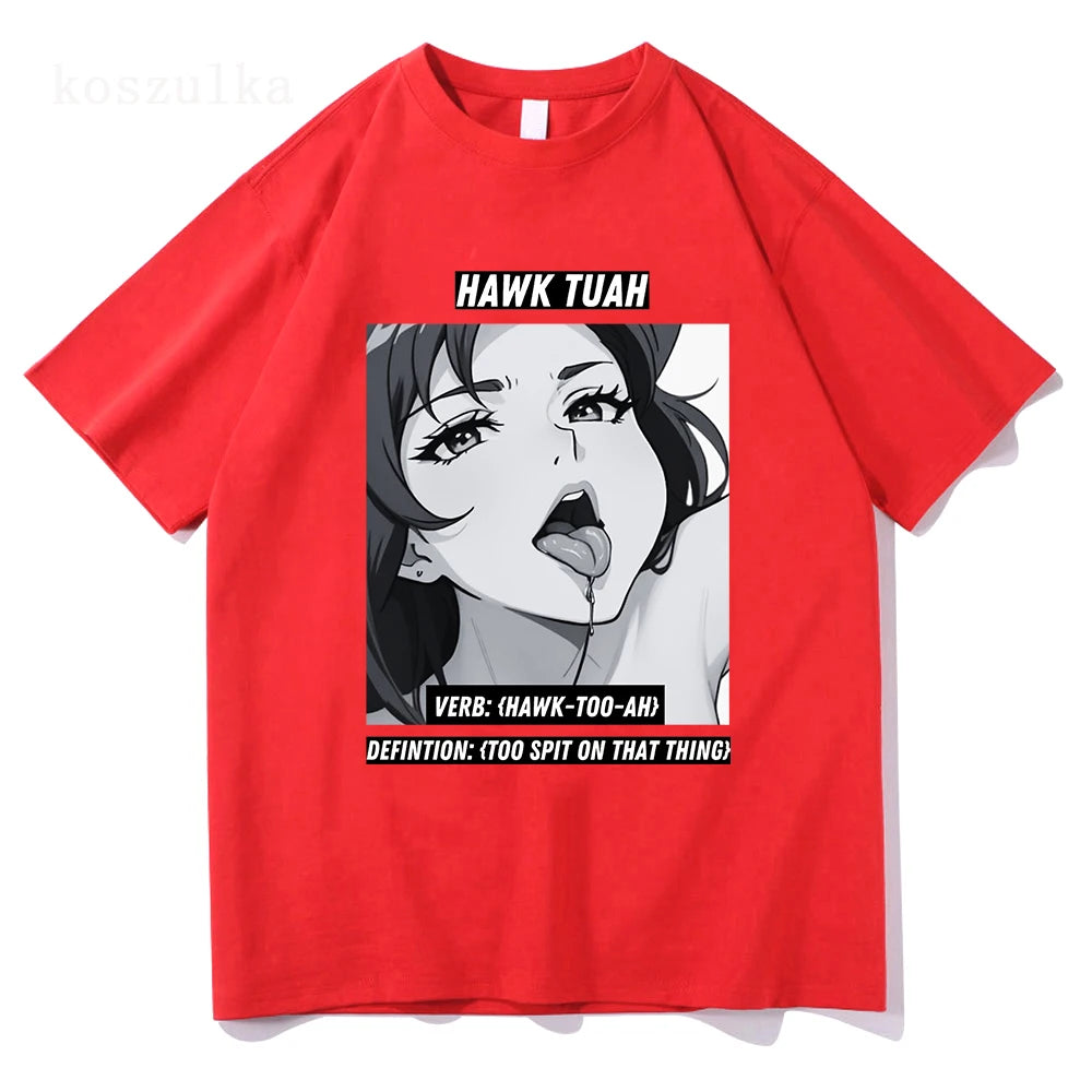 2024 Hawk Tuah T-Shirts Man Woman Harajuku O-Neck Short Sleeve Spit on that thang Shirts Fans Gift Pure Cotton Casual Streetwear 53790-Cotton-6