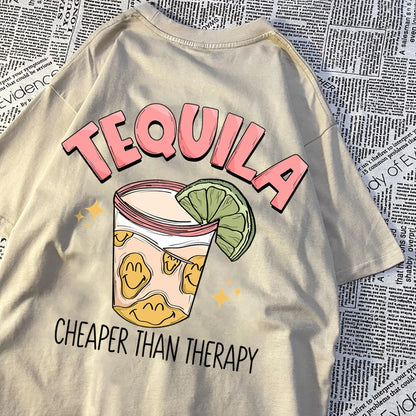 Tequila Cheaper Than Therapy Tee Khaki-Back