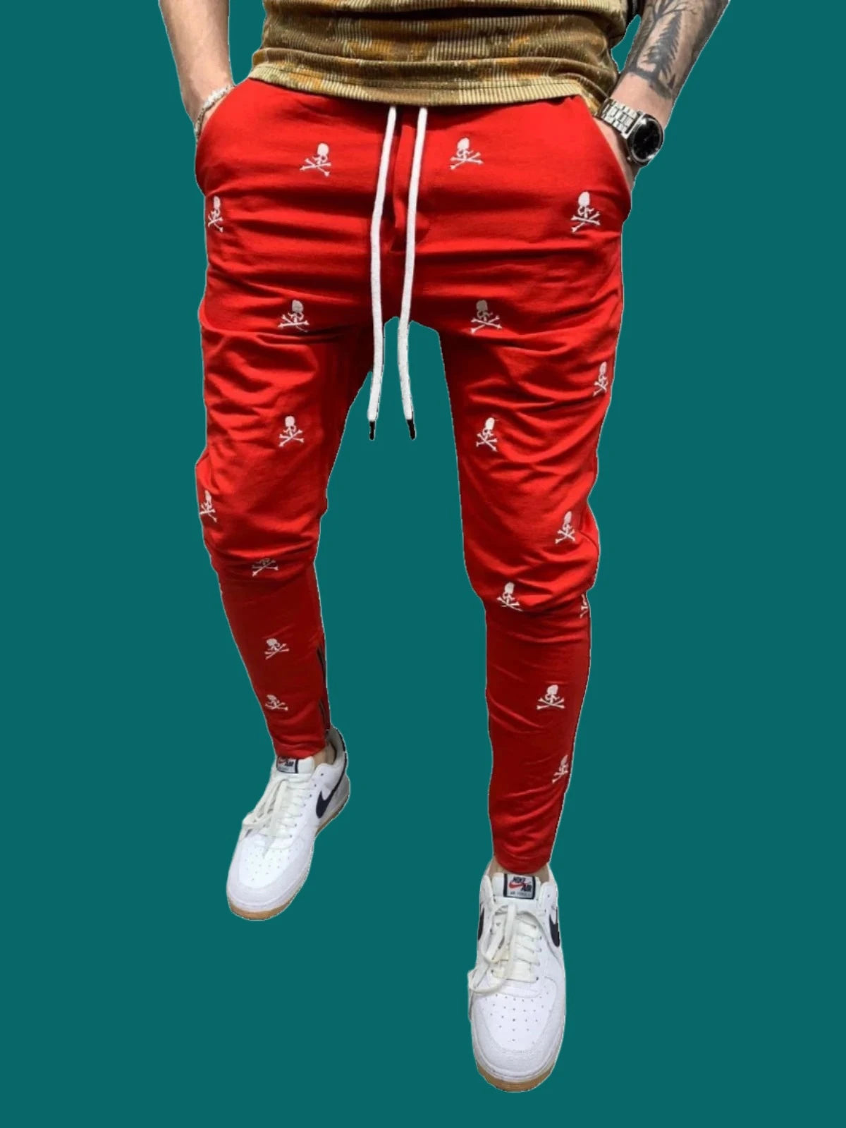 A Weekend In The City Skull and Bone Trousers red