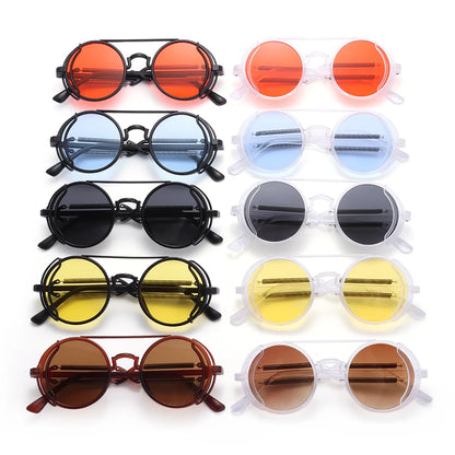 Steampunk Sunglasses Men Women Vintage Metal Round Punk Eyewear Colorful Lens Fashion Sun Glasses Gothic Style UV400 Shades