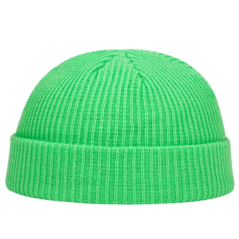 Cuff Short Brimless Retro Beanie