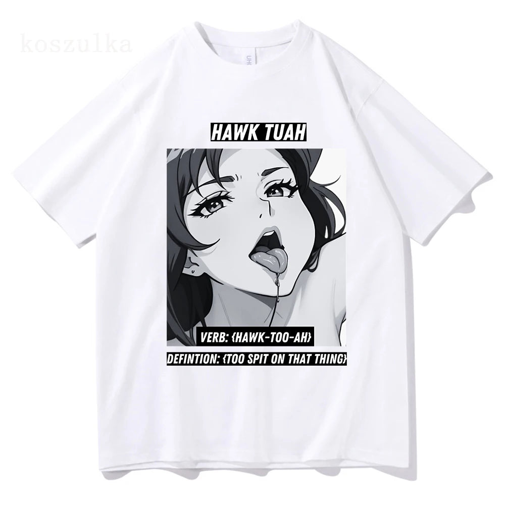 2024 Hawk Tuah T-Shirts Man Woman Harajuku O-Neck Short Sleeve Spit on that thang Shirts Fans Gift Pure Cotton Casual Streetwear 53790-Cotton-5