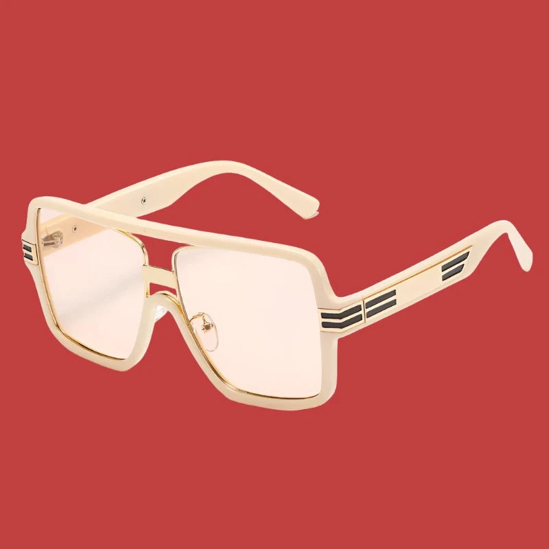 Oversized Square Womens Shades C4 beige champagne UV400