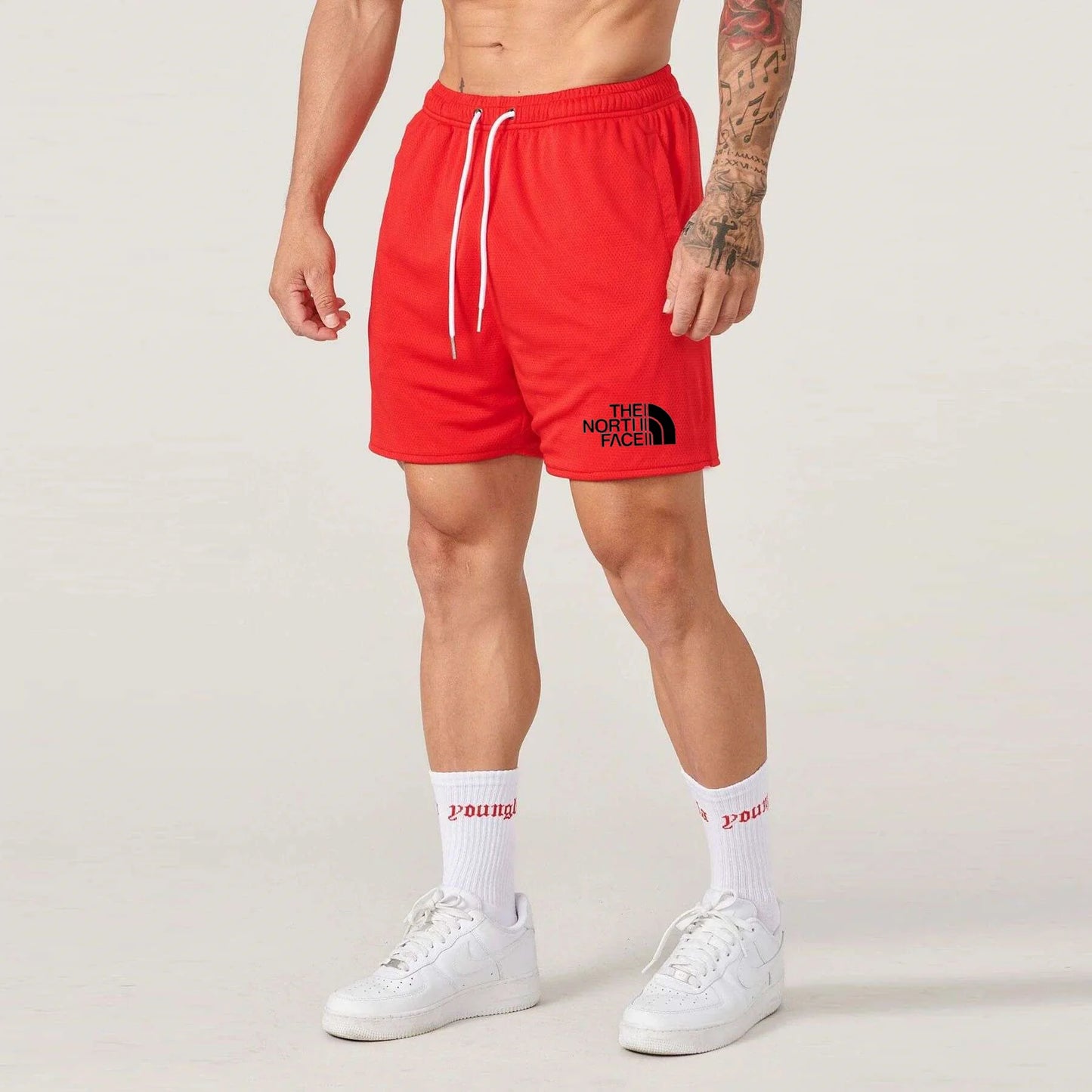 Summer New Sports Fitness Shorts Men's Basketball Game Training Running Casual Loose Quick-Drying Five-Point Pants red-H