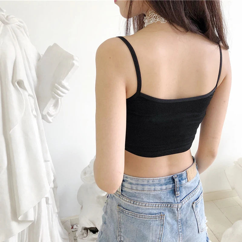 ASK ME I Might Fashion Letters Print Women's Sexy Elastic Cotton Camis Sleeveless Short Sexy Crop Top Summer Tank Top Bar Women