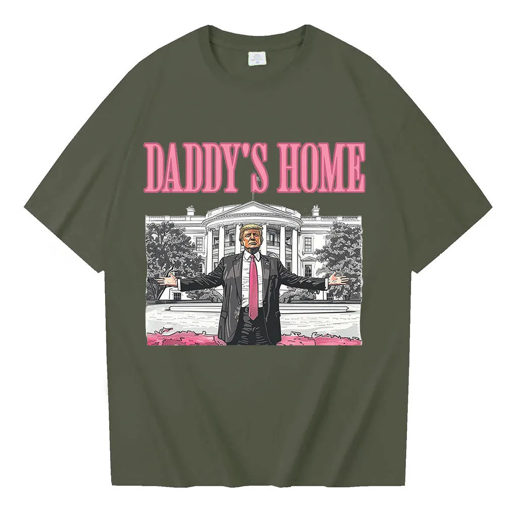 Daddy's Home 2024 O-Neck Short Sleeve Shirts Army green