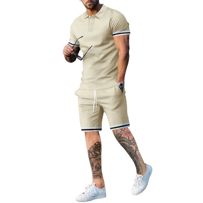 New Summer Fashion Short Sleeve T Shirt Shorts Sets Men 2 Piece Outfits Trend Casual Oversized T-shirts Sportswear Tops Outfits khaki