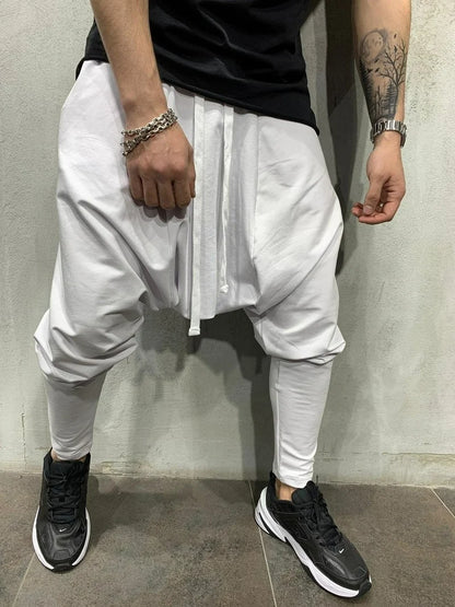 Mens Clothing Men's New Hip-hop Trend Trousers European American Loose Solid Color Feet Street Sports Casual Harem Pants