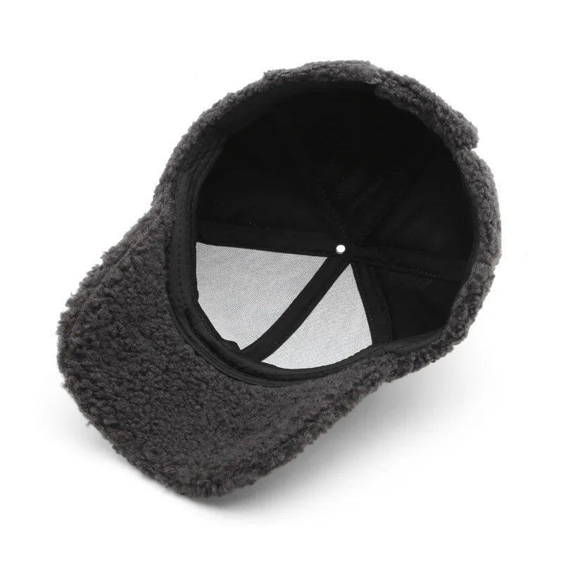 Winter Baseball Cap Women Artificial Lamb Wool Hats Keep Warm Cap Plush Baseball Caps Spring Baseball Cap Solid Sunshade