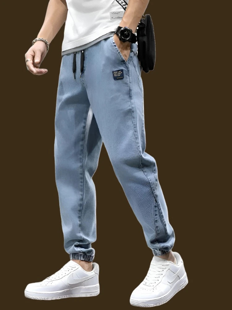 Denim Drawstring Harem Pants