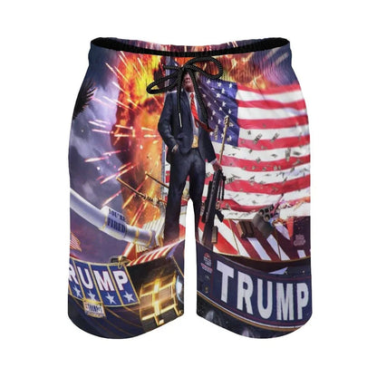 New In Donald Trump Beach Shorts For Men American President Trump 2024 Swimming Trunks Surfing Board Shorts Male Street Clothes Shorts -ZXA34548