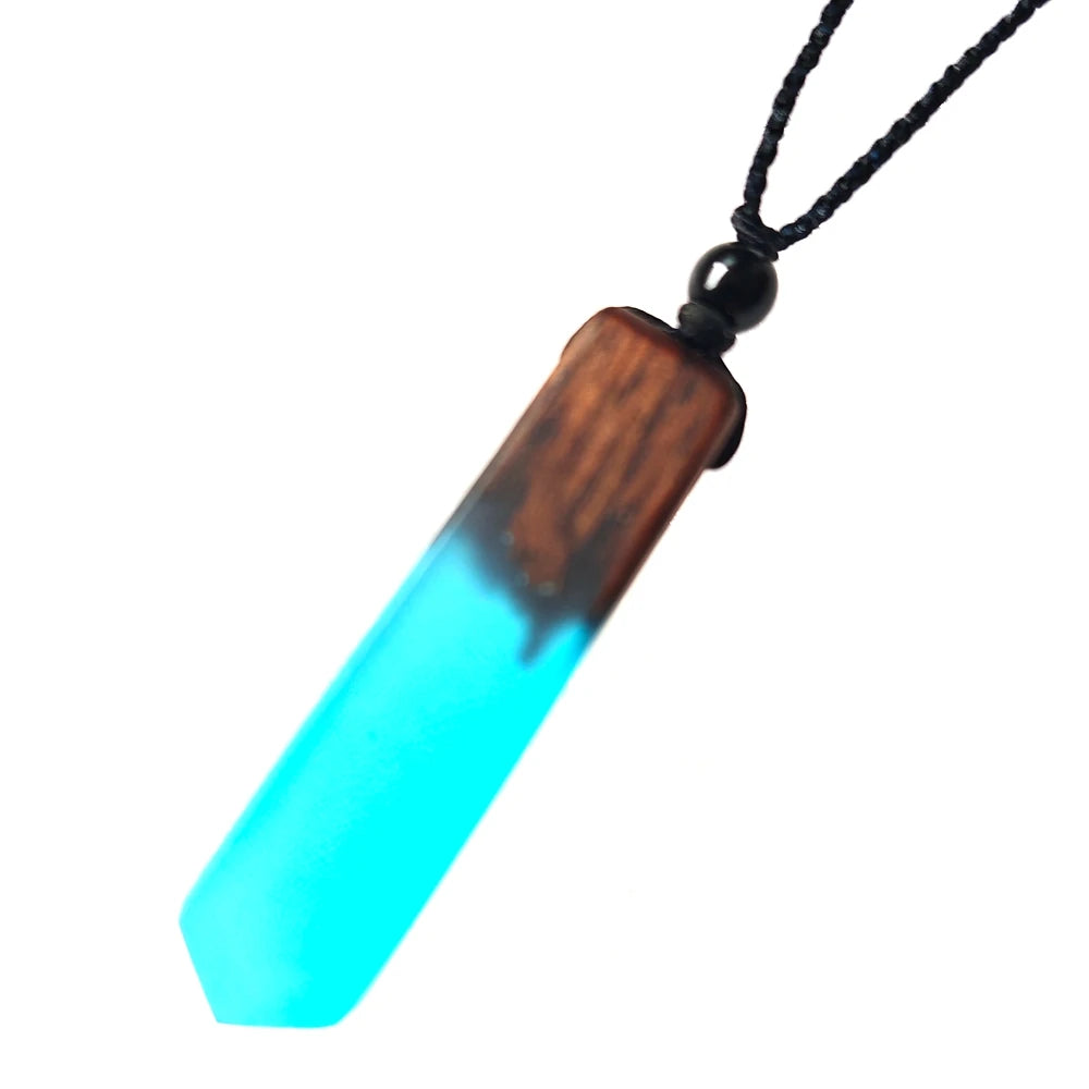 Unisex Fashion Wood Resin Necklace Pendant, Woven Adjustable Rope Chain ES2302012