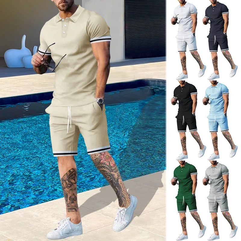 New Summer Fashion Short Sleeve T Shirt Shorts Sets Men 2 Piece Outfits Trend Casual Oversized T-shirts Sportswear Tops Outfits