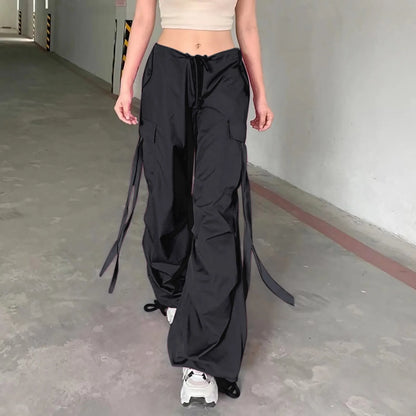 Y2k Cargo Pants Women Fashion Streetwear Wide Leg High Waist Straight Trousers Overalls Baggy Pants With Pockets Korean Style