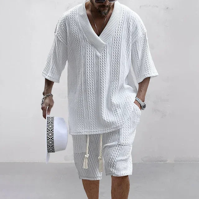 Summer Casual Shorts Set Two Piece Men's Clothing white