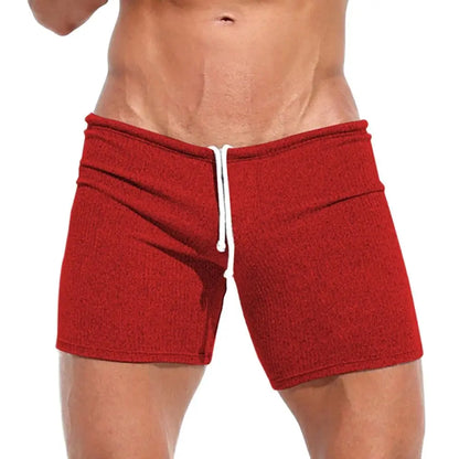 Men's Solid Color Sexy Tight Shorts 2024 Summer Causal Swimming Pool Seaside Beach Surfing Men Short Pants Sportswear Pants Red