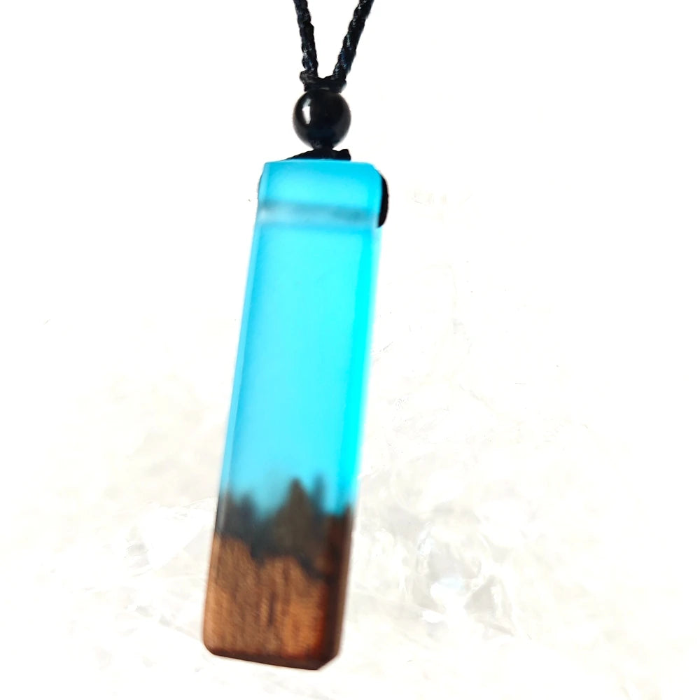 Unisex Fashion Wood Resin Necklace Pendant, Woven Adjustable Rope Chain ES2302013