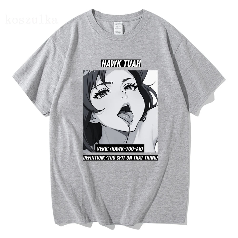 2024 Hawk Tuah T-Shirts Man Woman Harajuku O-Neck Short Sleeve Spit on that thang Shirts Fans Gift Pure Cotton Casual Streetwear 53790-Cotton-1