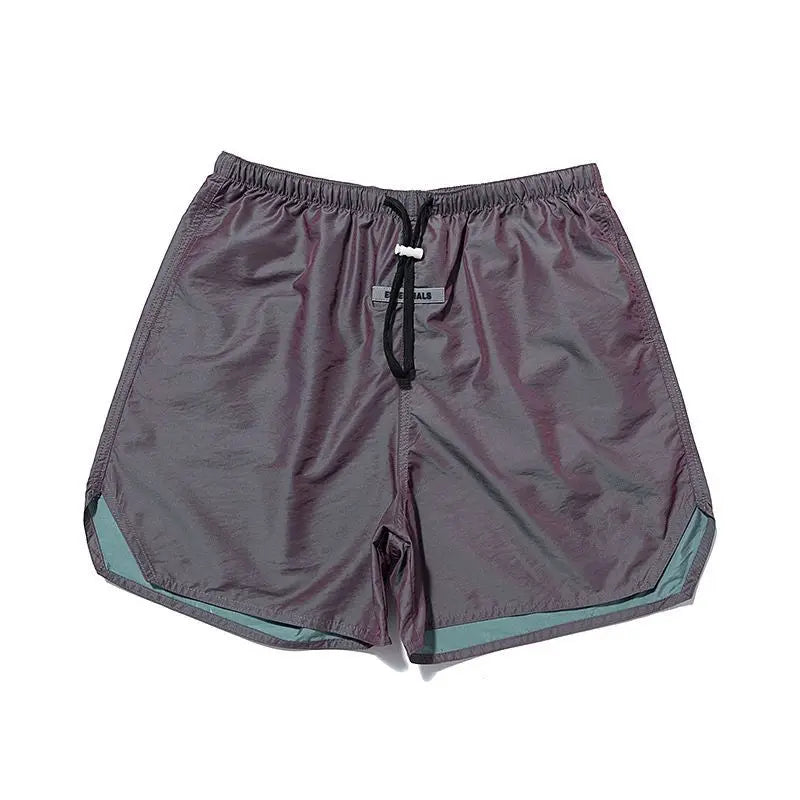 European and American Fashion Brand Reflective Laser Colorful Shorts Summer Men and Women All-Matching Casual Fashion Pants PURPLE