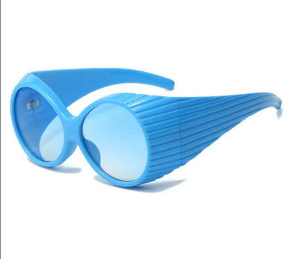 Round Steampunk Sunglasses Unisex 2024 New Fashion Oversize Punk Sun Glasses Vintage Eyewear Shades C4 Blue HRH-FK12111