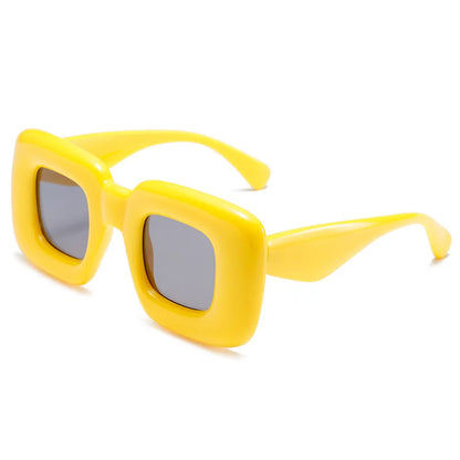 Fashion Colorful Square Sunglasses Women Brand Designer Purple Yellow Shades UV400 Men Y2K Sun Glasses Yellow gray As the picture