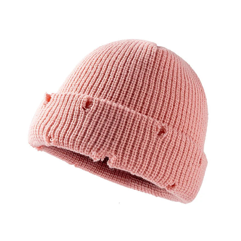 Candy Colors Distressed Beanie Pink