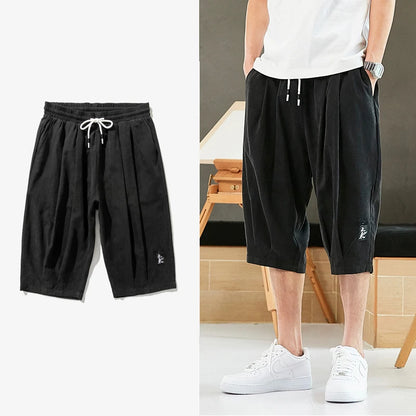 Harem Pants Men Short Joggers Loose Black