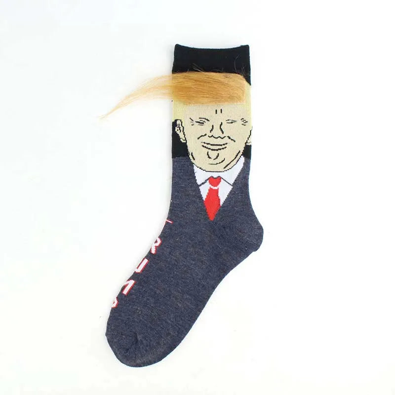 2024 President Donald Trump Spoof Funny Socks Men Women Character Abstract 3D Fake Hair Trump Crew Sokken Homme Dropship 4