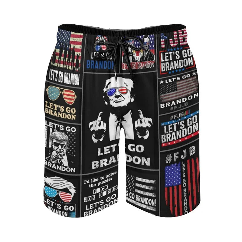 New In Donald Trump Beach Shorts For Men American President Trump 2024 Swimming Trunks Surfing Board Shorts Male Street Clothes Shorts -ZXA34544