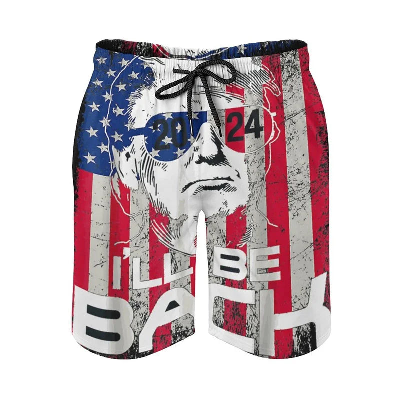 New In Donald Trump Beach Shorts For Men American President Trump 2024 Swimming Trunks Surfing Board Shorts Male Street Clothes Shorts -ZXA34547