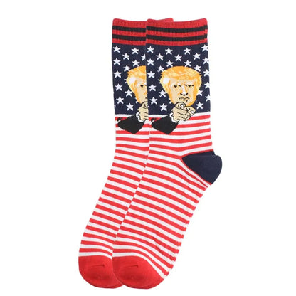 2024 President Donald Trump Spoof Funny Socks Men Women Character Abstract 3D Fake Hair Trump Crew Sokken Homme Dropship 23