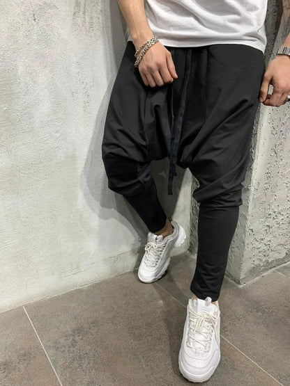 Mens Clothing Men's New Hip-hop Trend Trousers European American Loose Solid Color Feet Street Sports Casual Harem Pants