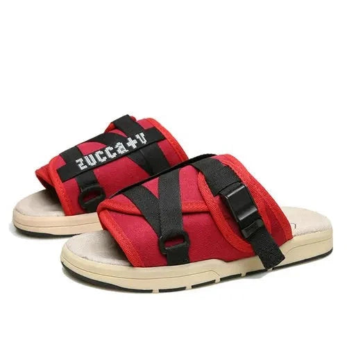 Strange Mercy Velcro Sandals Red Black