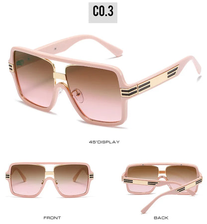 Oversized Square Womens Shades C3 pink brown UV400