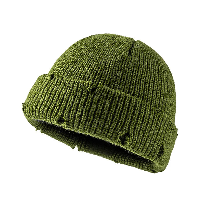 Candy Colors Distressed Beanie Army green