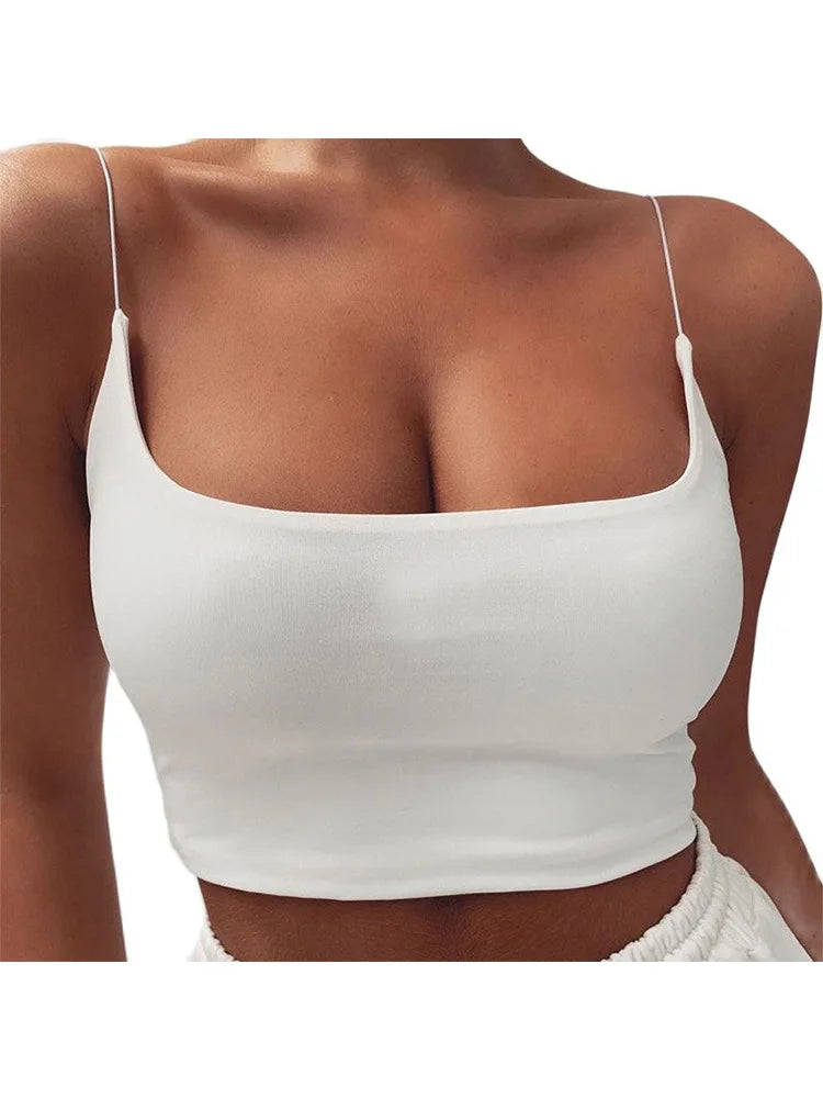 Womens Summer Camis Tanks Tops Sleeveless Cotton Bustier Unpadded Bandeau Bra Vest Crop Top Seamless Tees WHITE