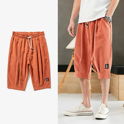 Harem Pants Men Short Joggers Loose Orange