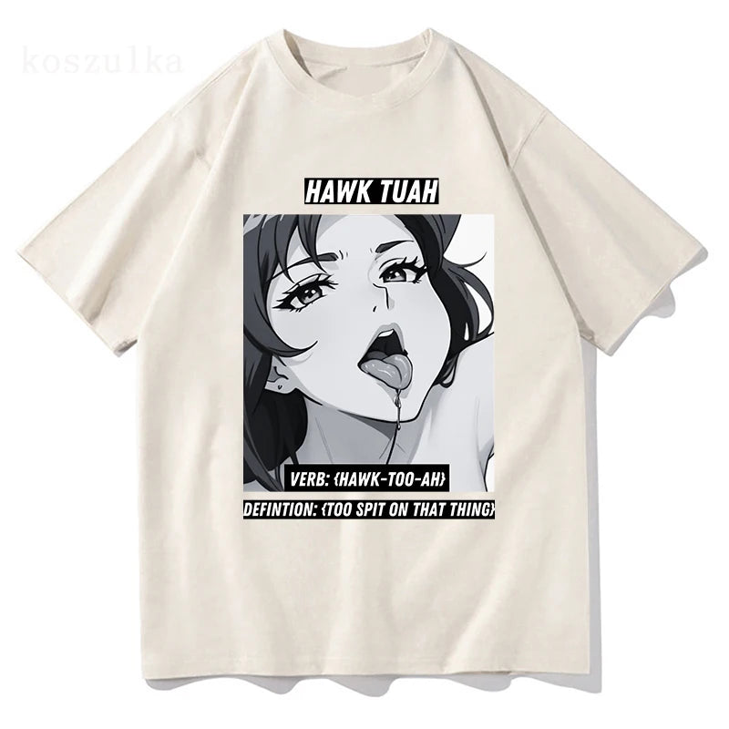 2024 Hawk Tuah T-Shirts Man Woman Harajuku O-Neck Short Sleeve Spit on that thang Shirts Fans Gift Pure Cotton Casual Streetwear 53790-Cotton-4