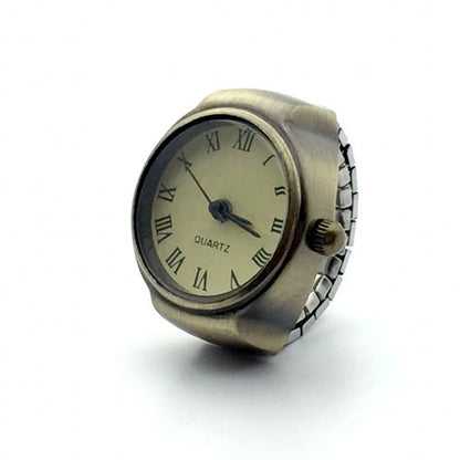 Vintage Punk Finger Watch Mini Elastic Strap Alloy Watches Rings Style 02