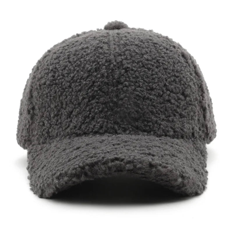 Winter Baseball Cap Women Artificial Lamb Wool Hats Keep Warm Cap Plush Baseball Caps Spring Baseball Cap Solid Sunshade