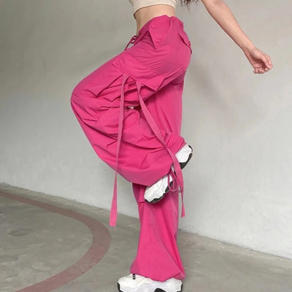 Y2k Cargo Pants Women Fashion Streetwear Wide Leg High Waist Straight Trousers Overalls Baggy Pants With Pockets Korean Style