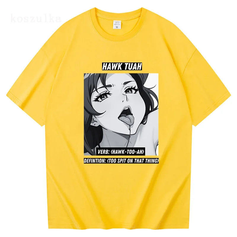 2024 Hawk Tuah T-Shirts Man Woman Harajuku O-Neck Short Sleeve Spit on that thang Shirts Fans Gift Pure Cotton Casual Streetwear 53790-Cotton-3