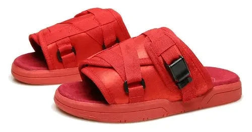 Strange Mercy Velcro Sandals Red black